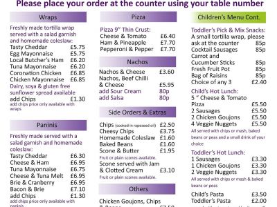 Soya free menu